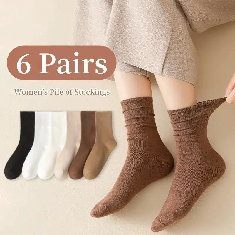 NovaLoom Women Mid Tube Socks 6 Pairs Gradient Colors Soft Polyester Blend For Spring And Summer Comfort