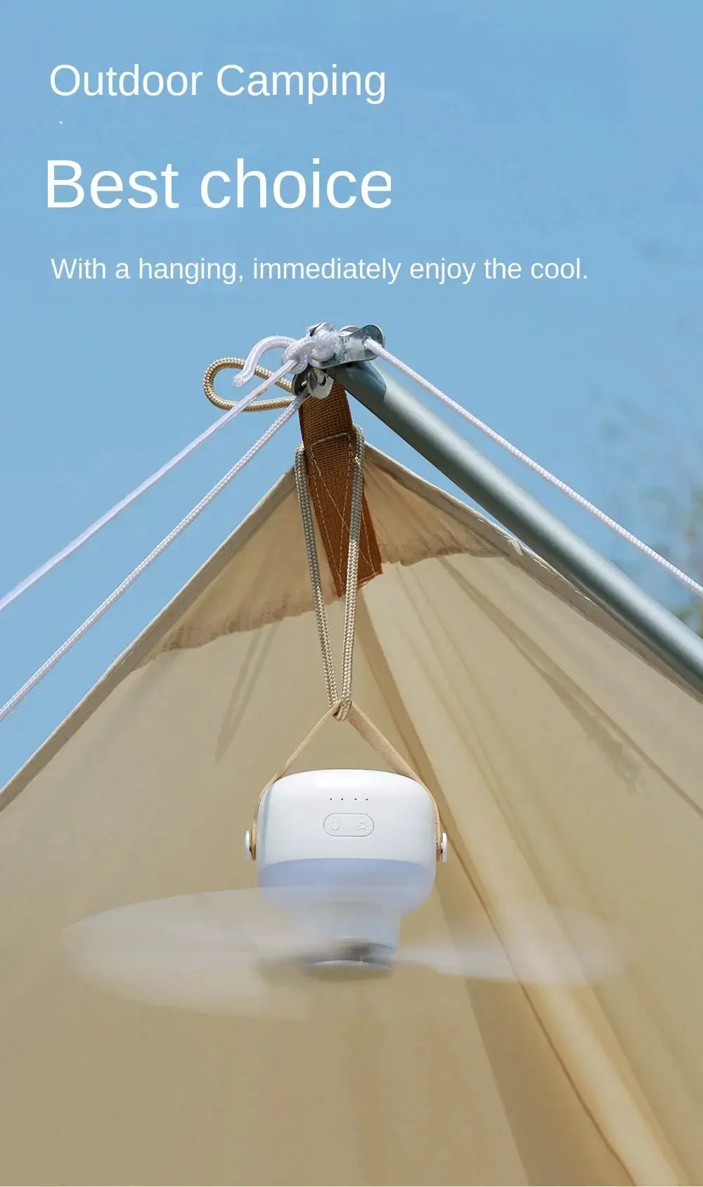 Portable wireless mini ceiling fan light with USB power for camping tents
