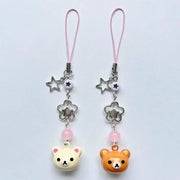 Cute Bear Pendant Phone Chain Charm Y2K Handmade Kawaii Keychain Bag Accessory For Women And Girls