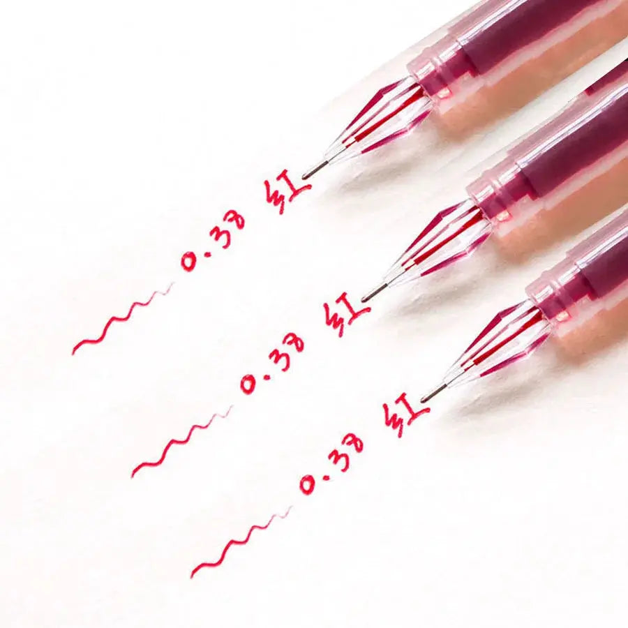 3 Pcs Mixed Tip Gel Pens 0.38mm Fine Point Black Blue Red Ink Large Capacity For Exam Signing Writing School Supplies