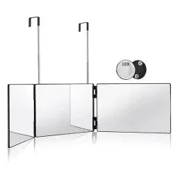 Travel 360 Trifold Makeup Vanity Mirror With Height Adjustable Hook