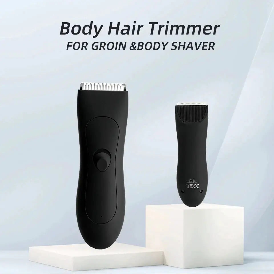 HOMEFISH body hair trimmer pair, black cordless grooming trimmers for groin and body.