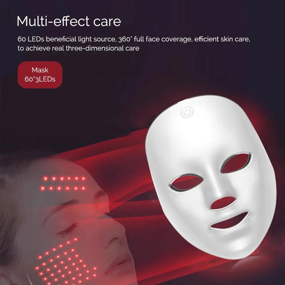Wireless 7 Color LED Facial Mask Photon Therapy For Skin Rejuvenation