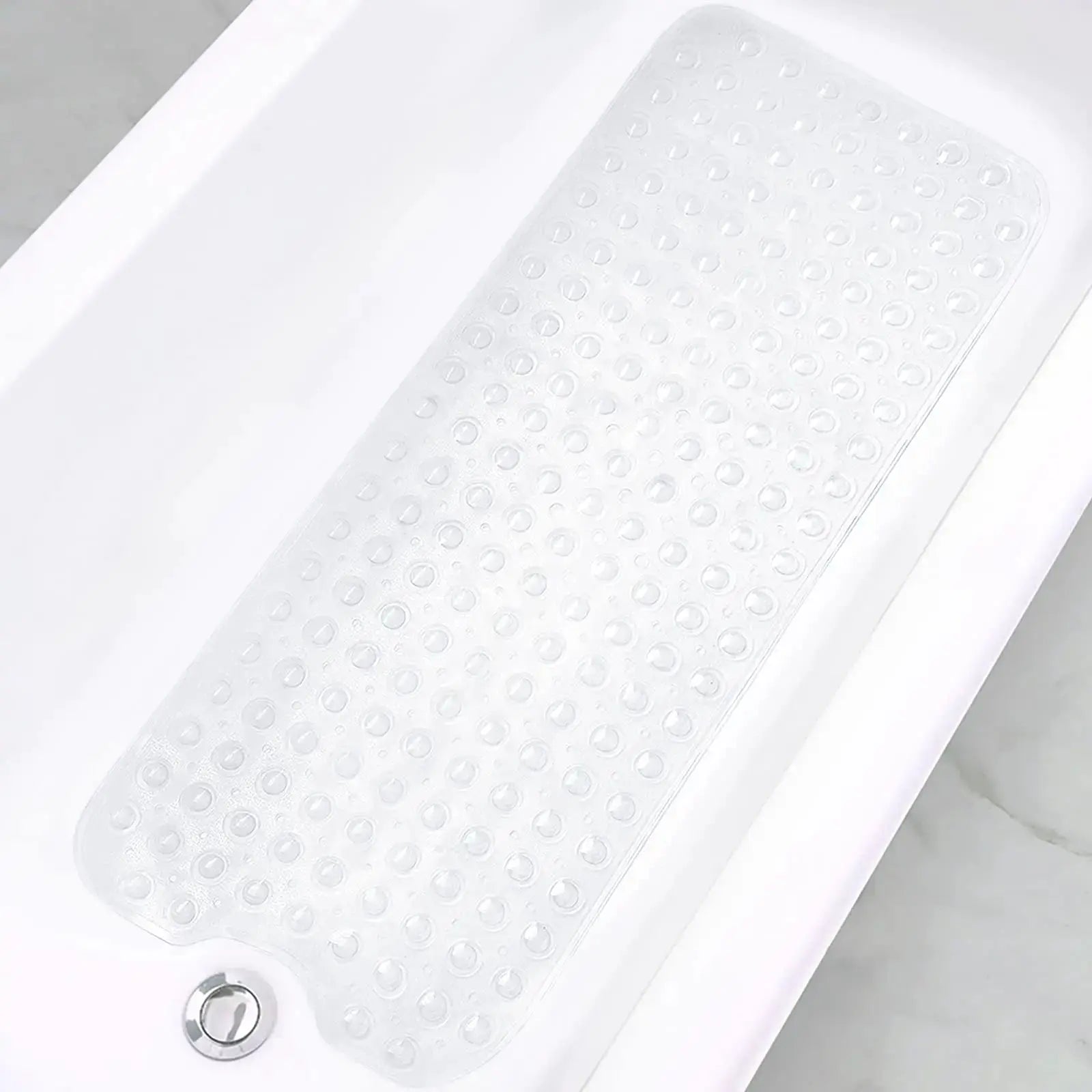 Simples Market extra-long bathtub mat 40 x 16 inches; translucent with raised non-slip dots for tub/shower