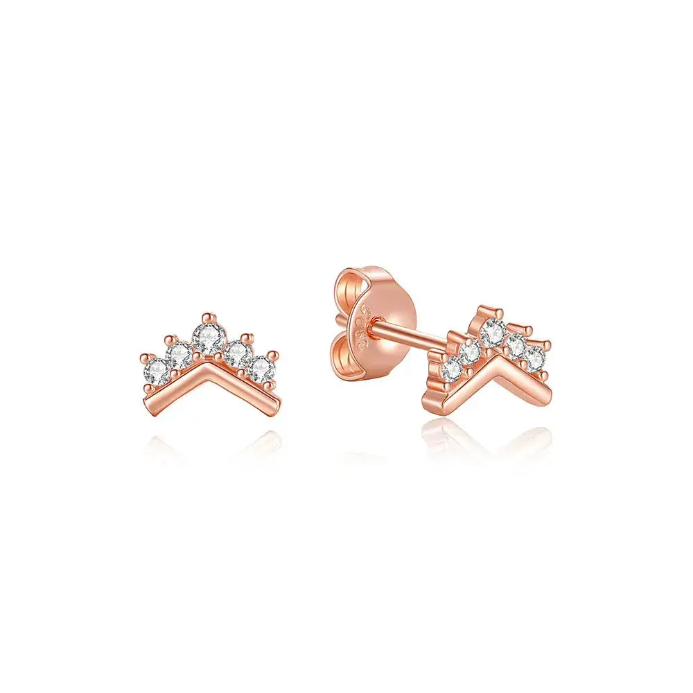 925 Sterling Silver Stud Hoop Earrings For Women Crystal Zircon Rose Gold Crown Heart Infinity Bee Design Jewelry