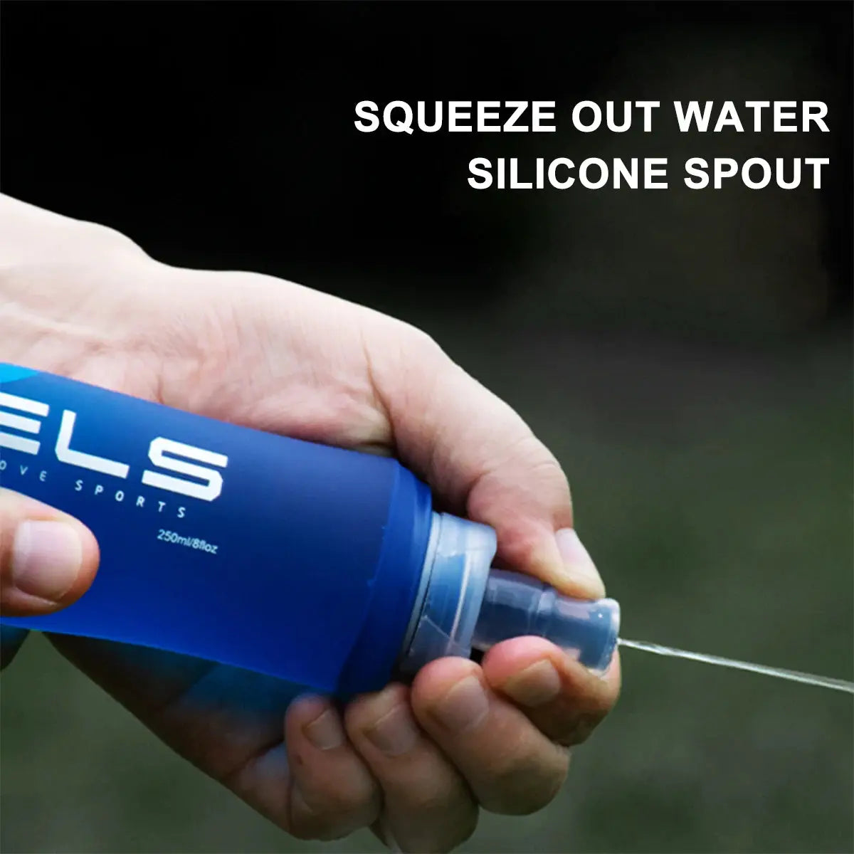 WRELS blue soft water bottle with silicone spout, BPA-free for outdoor hydration