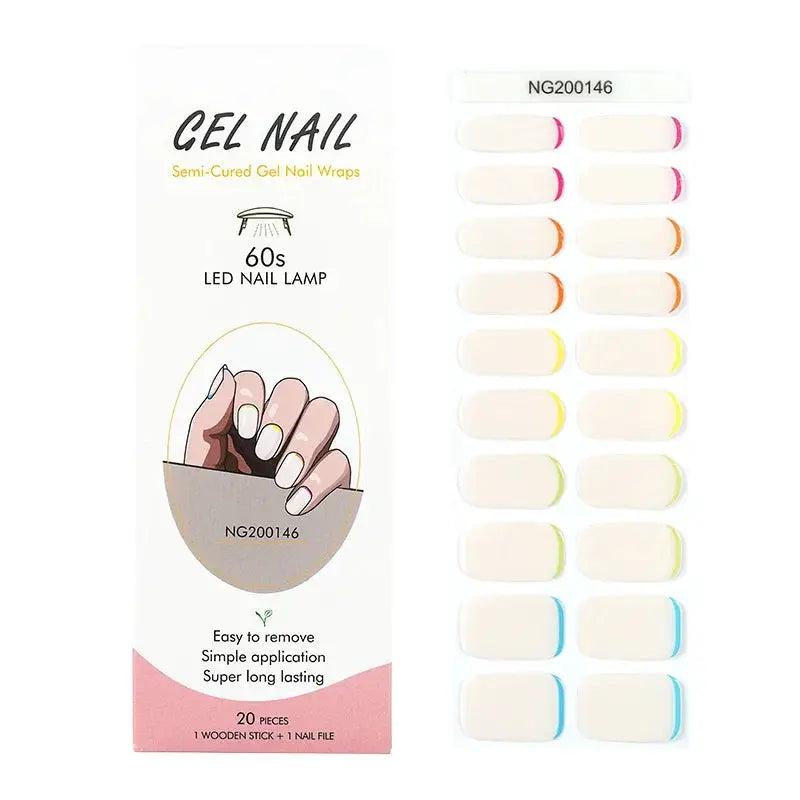 NailLux Semi Cured Nail Wraps For 16 To 20 Tips Easy Full Cover Adhesive Press On Nails Gel Finish UV LED Compatible