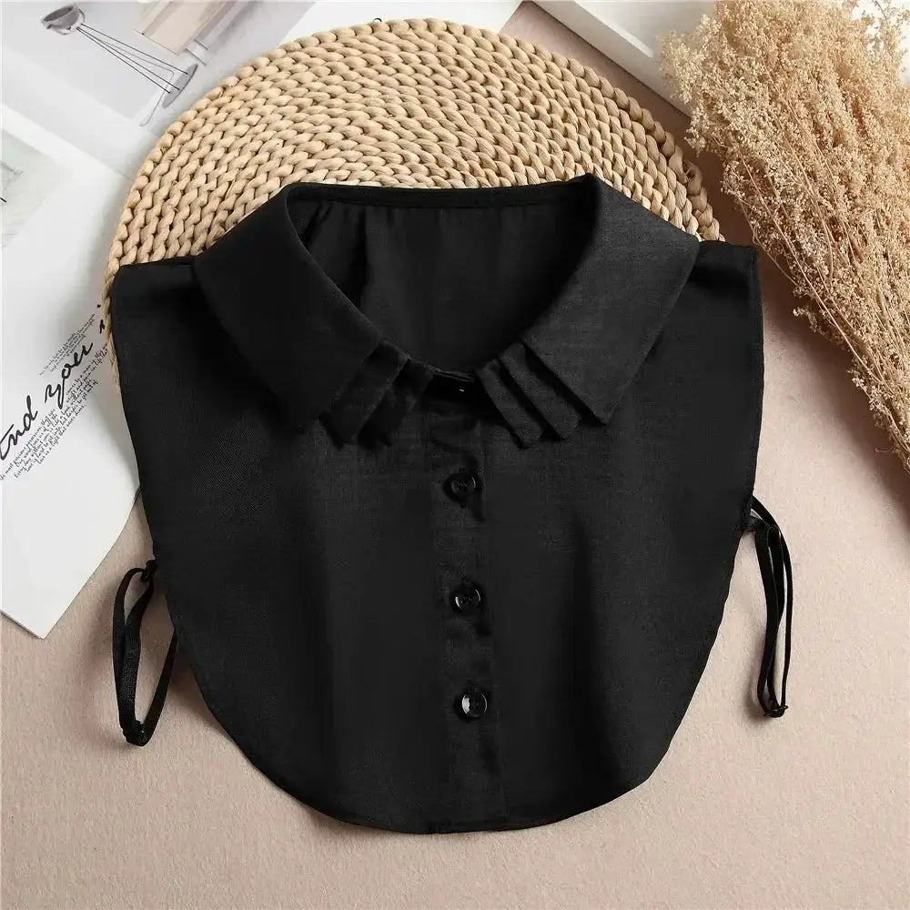 Detachable White Faux Collar With Front Tie For Women And Girls Vintage Lace Blouse Collar