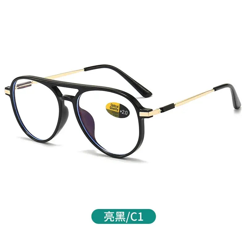 Pilot Large Frame Anti Blue Light Reading Glasses Unisex Lightweight Frames With High Definition Lenses