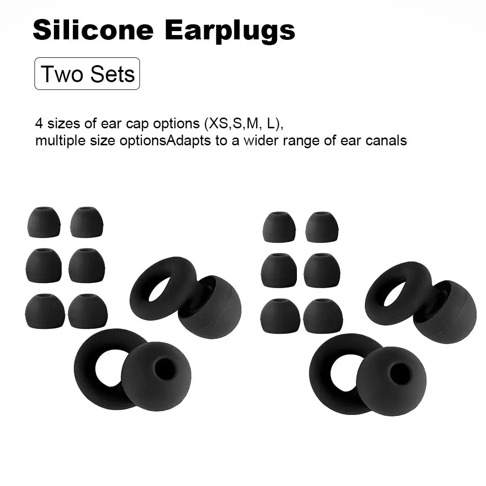 HUAK Quiet Ear Plugs Noise Reduction Reusable Hearing Protection 8 Soft Silicone Ear Tips XS S M L Sleep Swim Work