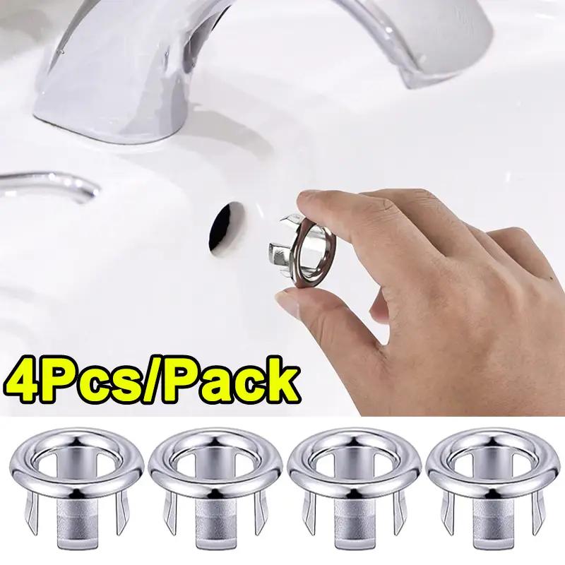 4-pack chrome round sink overflow ring plugs for bathroom and kitchen basins
