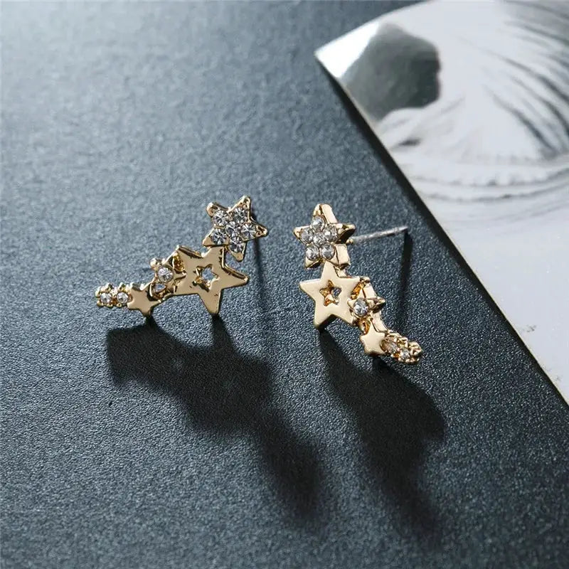Shiny Star Stud Earrings for Women Zircon Rhinestones Mini Star Jewelry Gift for Parties and Birthdays