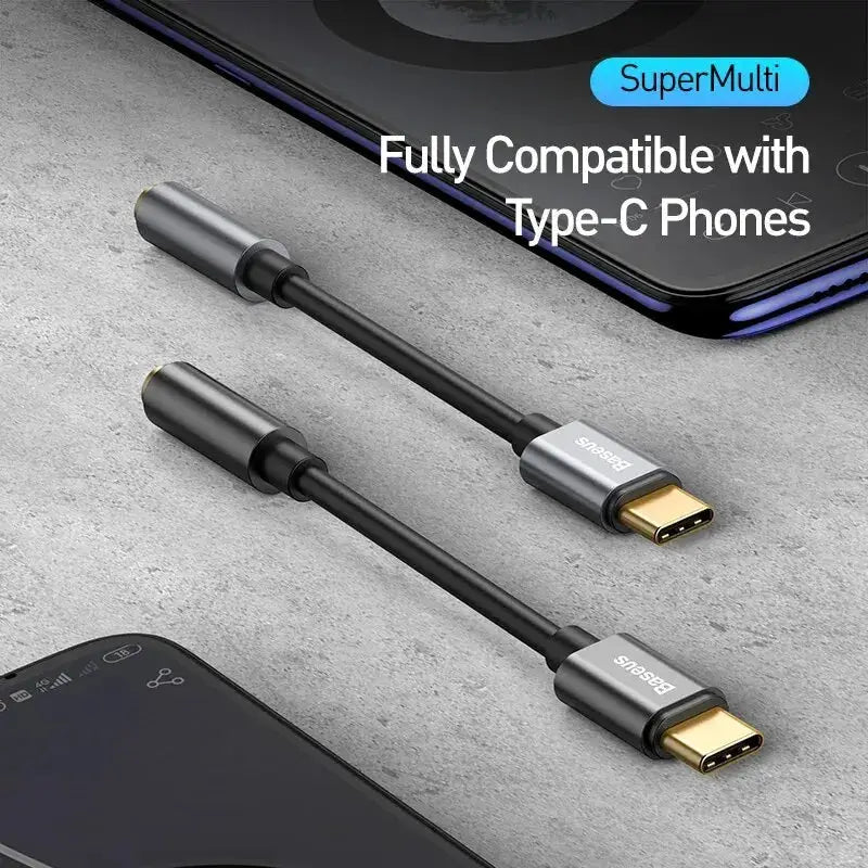 Baseus USB C To Three Point Five Millimeter Earphone Jack Adapter Type C Cable For Huawei And Xiaomi Devices