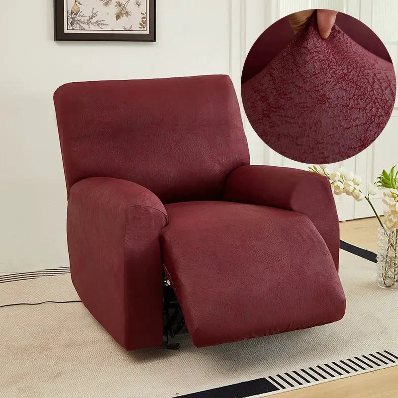 Recliner chair cover by Simples Market, burgundy PU waterproof stretch fabric