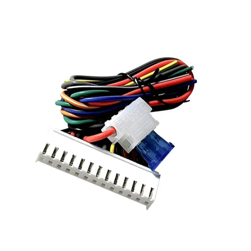 Car remote central locking kit with multi-color wire harness and blue connector