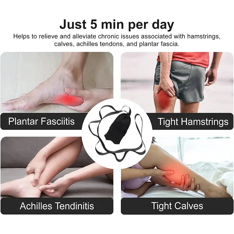 Yoga Stretching Band With Segmented Adjustment For Leg And Foot Rehabilitation Heel Calf Ankle Hip Lower Back Relief