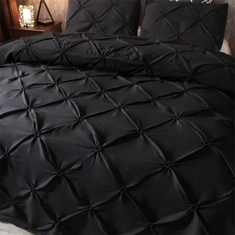Queen Comfort Set 3-Piece by Simples Market in gray; quilted duvet cover with two pillowcases