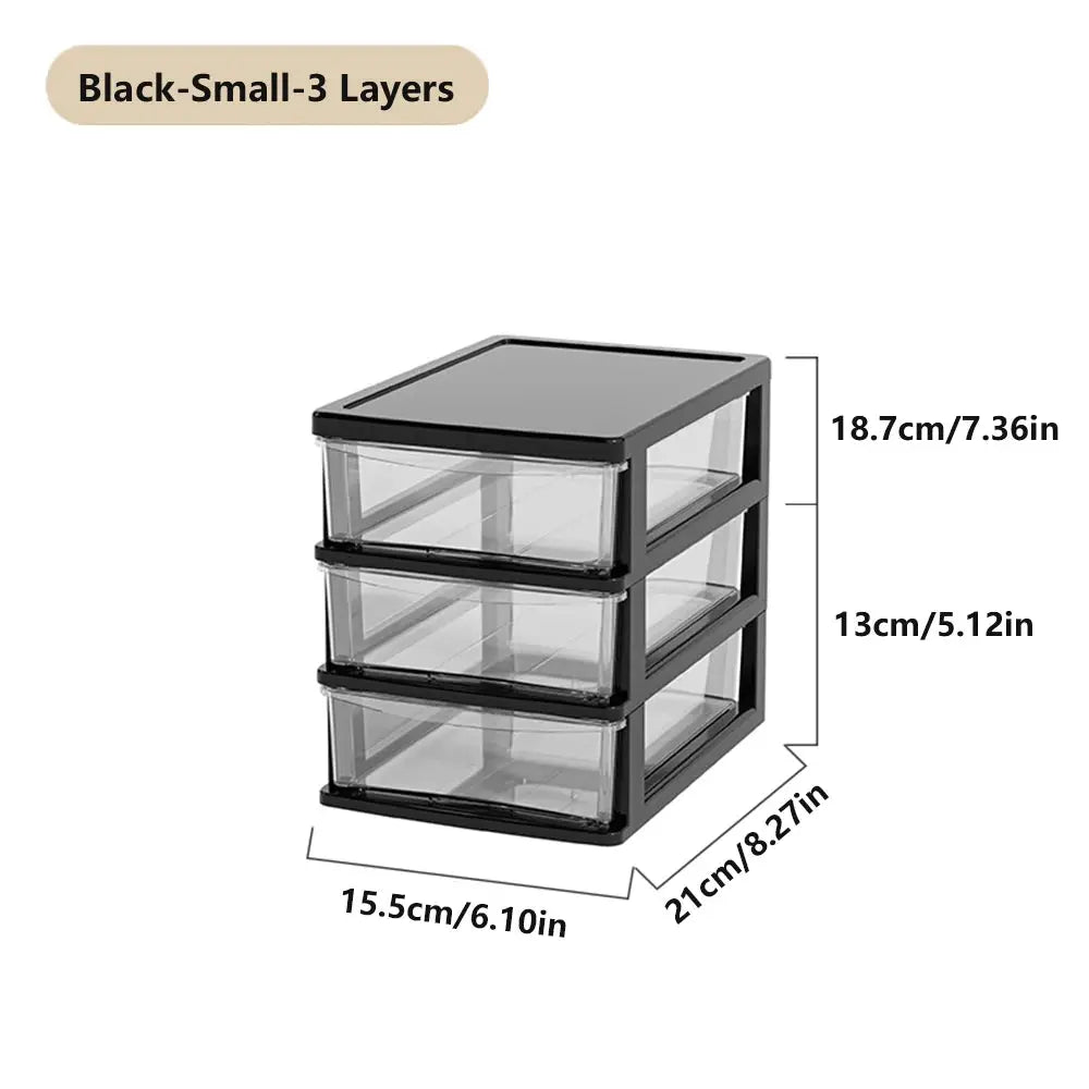 Clear Desktop Storage Box With Drawer Heightened Table Organizer Plastic Office Cabinet For Stationery Cosmetics