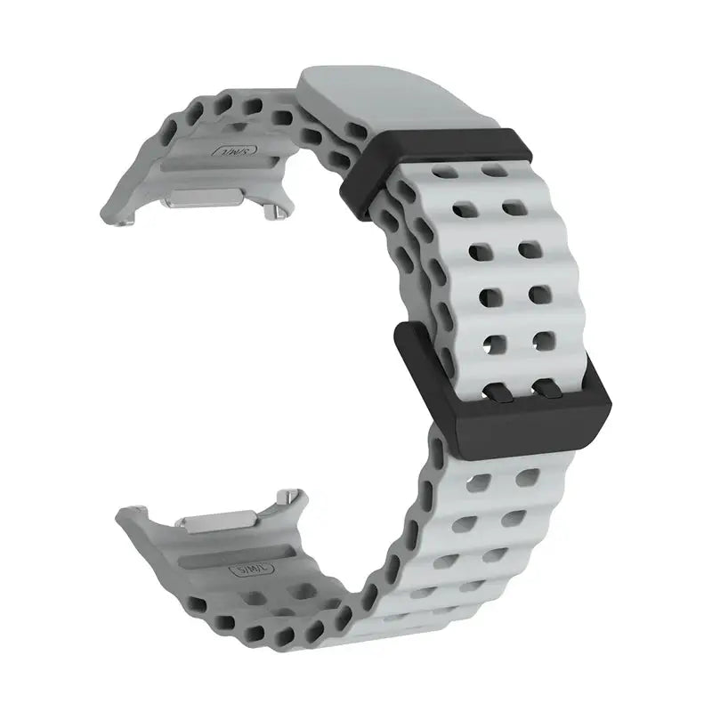 Marine Band silicone strap for Samsung Galaxy Watch Ultra2 47mm, light gray with black connectors