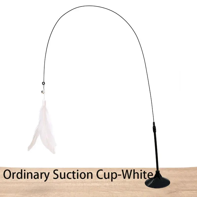 Interactive Cat Toy Hands Free Cat Wand Teaser Wand With Feathers Bell Suction Cup Bird Toy Pet Supplies