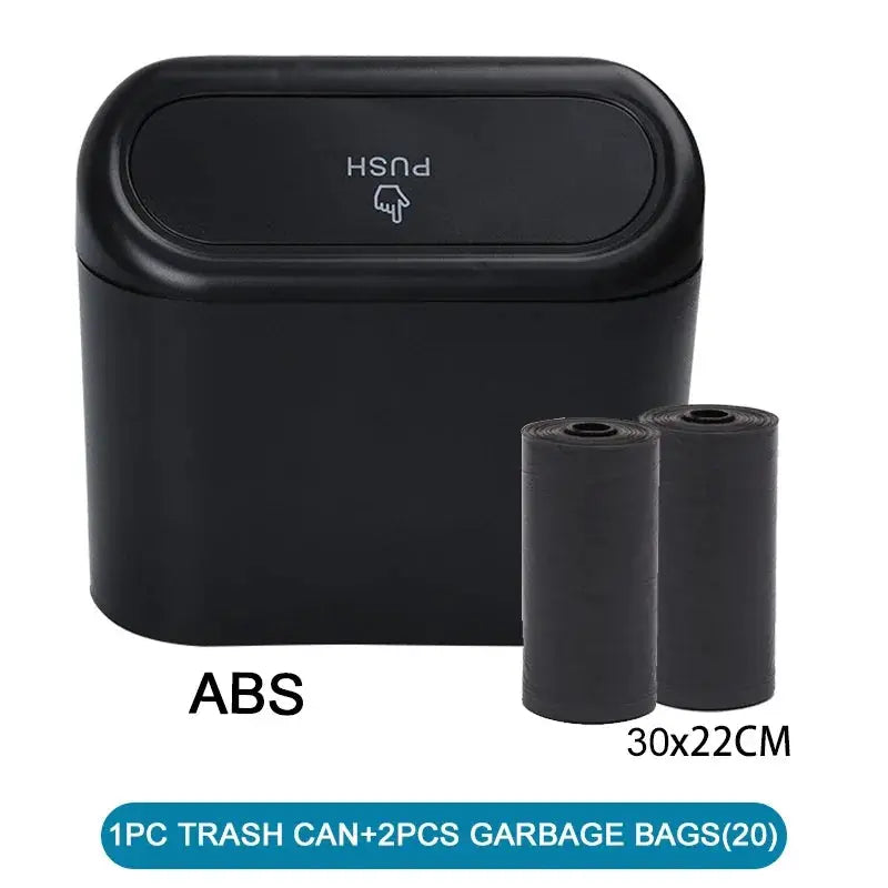 SUITU Car Trash Can With Lid Leakproof Compact ABS Car Trash Bin Includes 60 Bags And 300 Replacement Bags