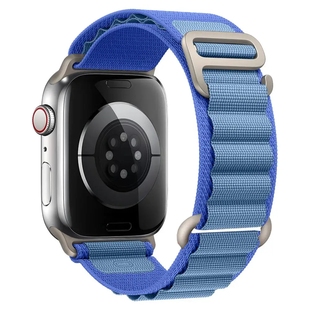 Nylon Alpine Apple Watch strap in blue for 40-49mm models