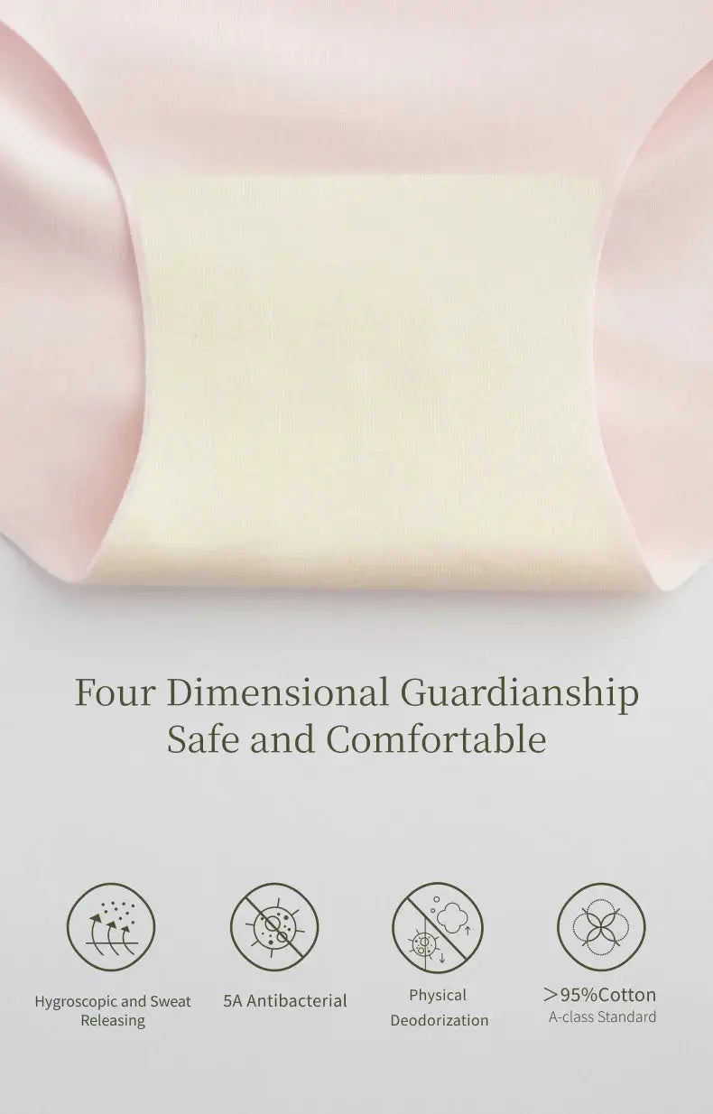SUJIIN women's seamless cotton crotch panties in pale pink, breathable and 5A antibacterial underpants.
