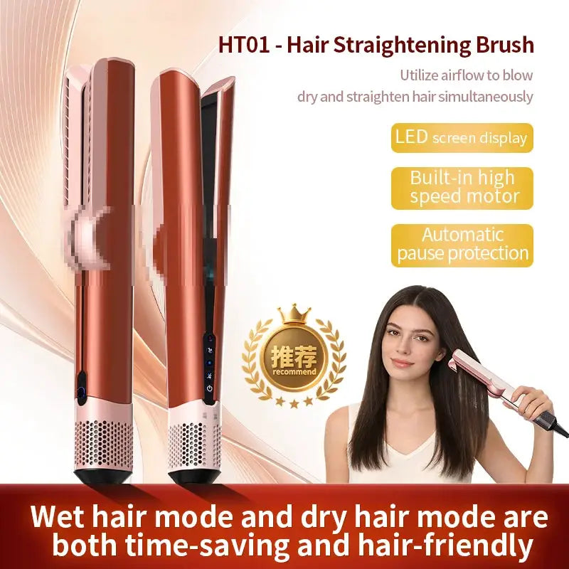 HT01 hair straightening brush and dryer in rose gold, 2 units, Simples Market