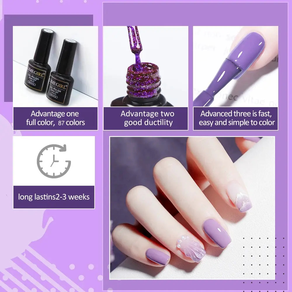 Limegirl gel nail polish set by Simples Market, 60 colors; UV/LED soak-off polishes with base/top coat.