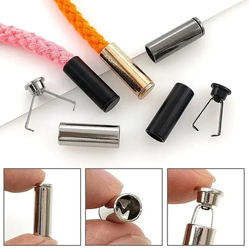 20 Sets Metal Rope End Stoppers Cord Locks For Bags Shoes Garments Lanyards Zinc Alloy