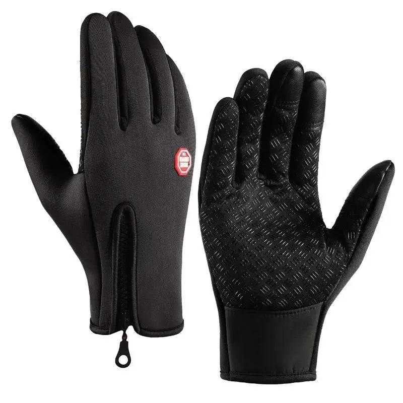 Winter Gloves For Men Waterproof Windproof Cold Weather Warm Touchscreen Zippered Gloves For Snowboard Riding Driving
