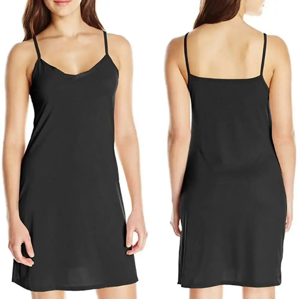 Plus Size Ice Silk Full Slip Dress Seamless Sleeveless Lightweight Underskirt Breathable Summer Wear