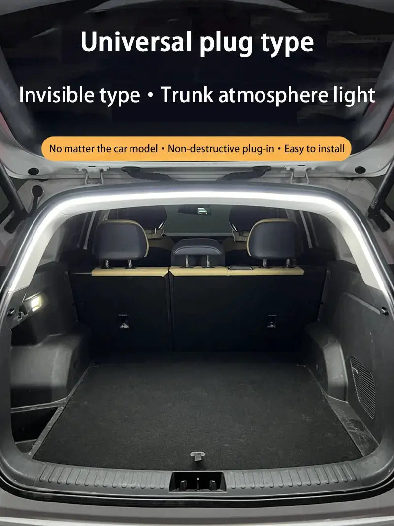 Car trunk LED light strip by Simples Market, white high-brightness ambient interior lighting with wireless auto-sensing