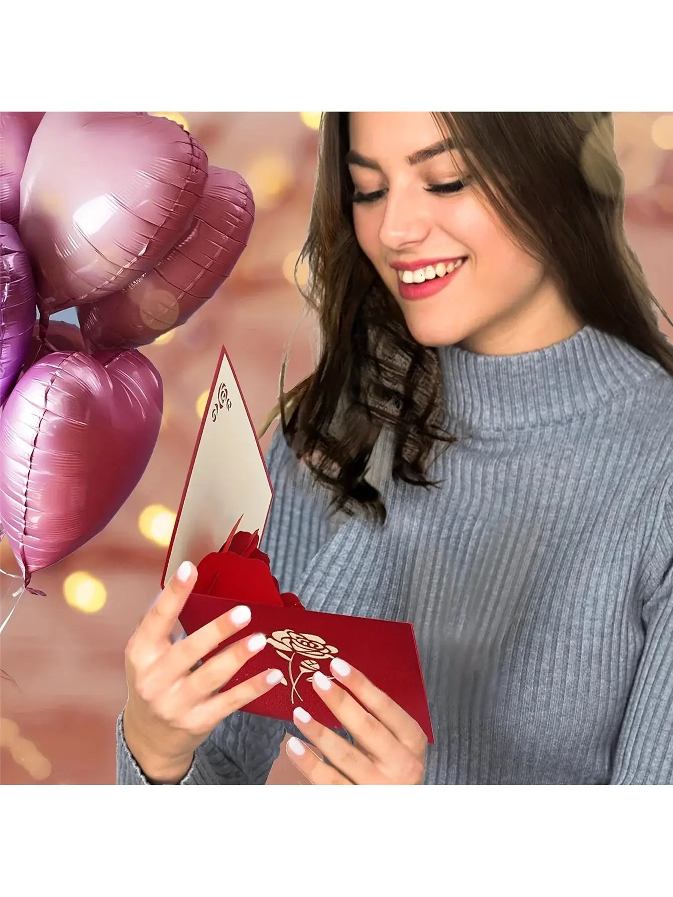 3D Pop Up Rose Card Happy Birthday Greeting Card For Anniversaries Mothers Day Weddings With Envelope