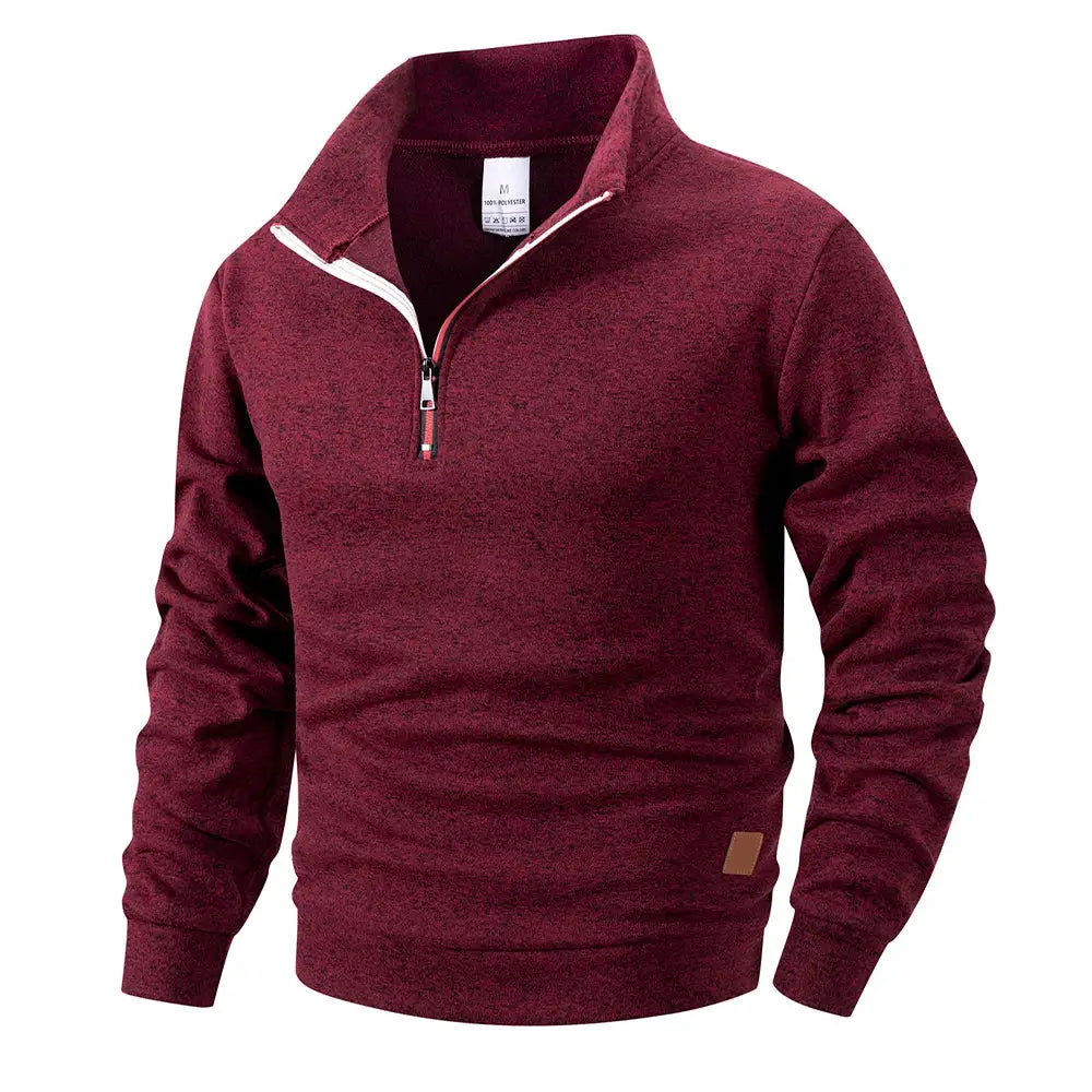 Spring Autumn Mens Standing Collar Half Zip Sportswear Long Sleeve Knitted Pullover Sweatshirt For Daily Casual Wear