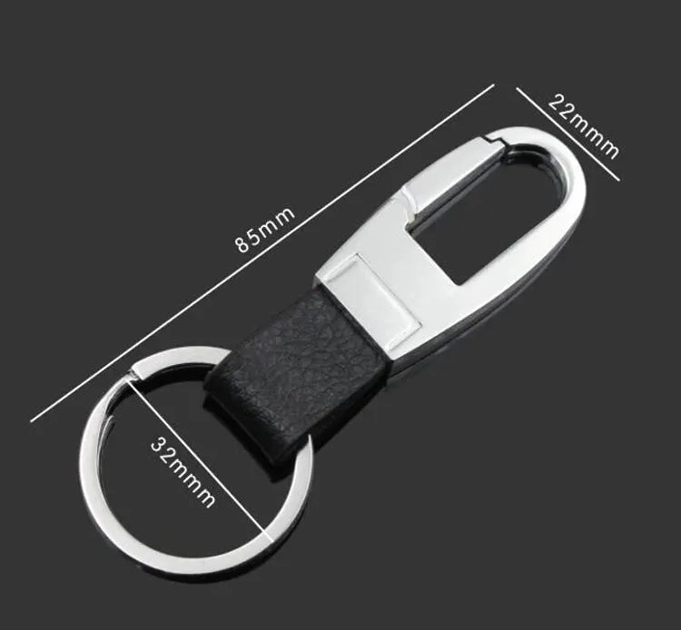 Leather Keychain For Men And Women, Silver Plated Metal Key Ring With O Ring Buckle, Heart Shaped Gift