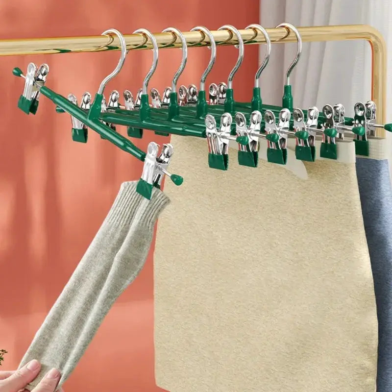 Simples Market 5-piece wardrobe drying rack with green stainless steel clips for skirts, pants and underwear