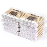 EcoCare Natural Wood Double Ended Cotton Swabs 100 Pack For Ear Cleaning And Makeup Removal