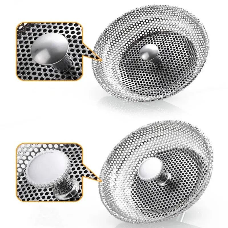 Waste Plug Sink Strainer by Simples Market, stainless steel hair catcher mesh, 2-pack