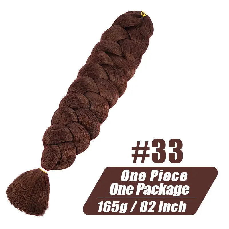 Jumbo braiding hair extensions, Kanekalon, 82 inch, color #33 brown, 165g, one piece