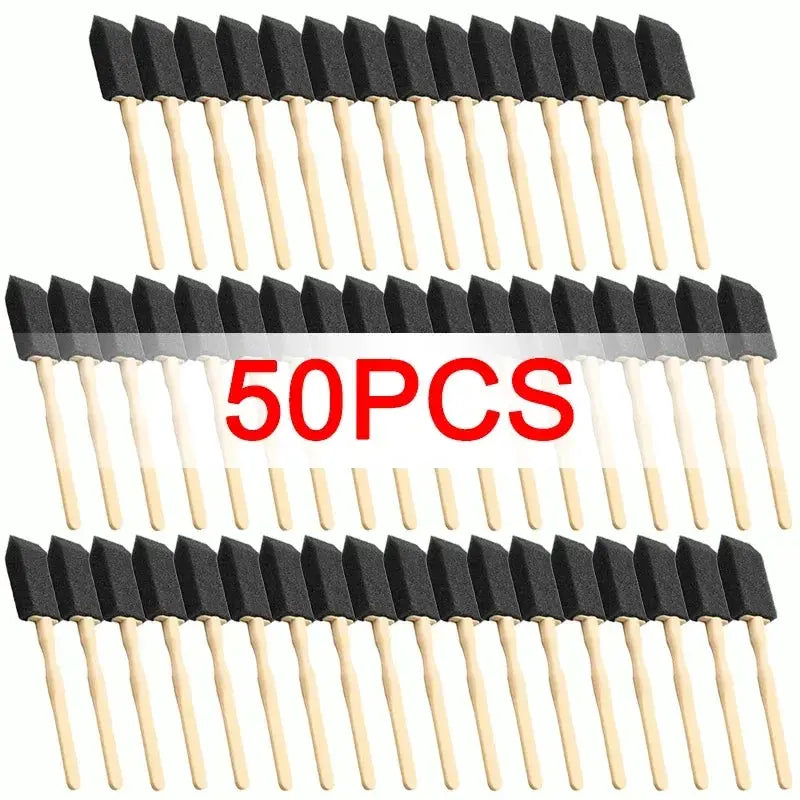 Car AC vent cleaning brushes set, 50pcs with black foam heads and wooden handles