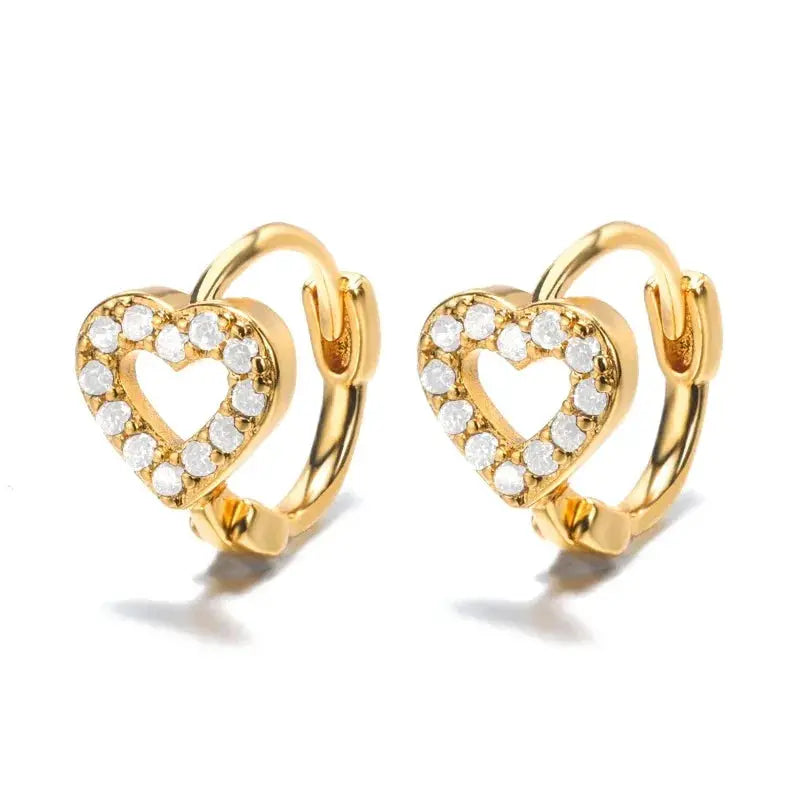 Hollow Zircon Heart Earrings For Women Stainless Steel Gold Color Jewelry Gift Free Shipping Luxury Wedding Accessory