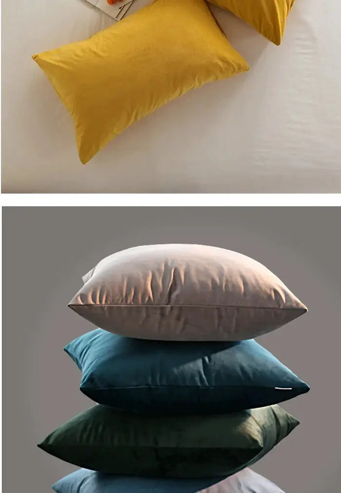 Soft velvet cushion covers set of five, 30x50 cm, Simples Market, multicolor cushions with yellow and teal/blue/green