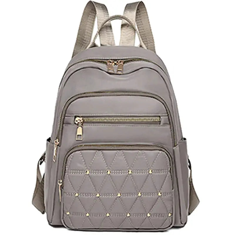 Travel backpack by Simples Market, gray large-capacity double-shoulder schoolbag with multiple zipper pockets