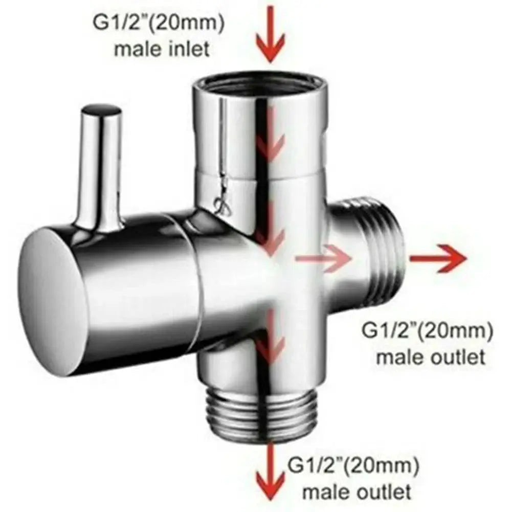 Simples Market chrome G1/2in 3-way diverter valve T-adapter for shower faucet