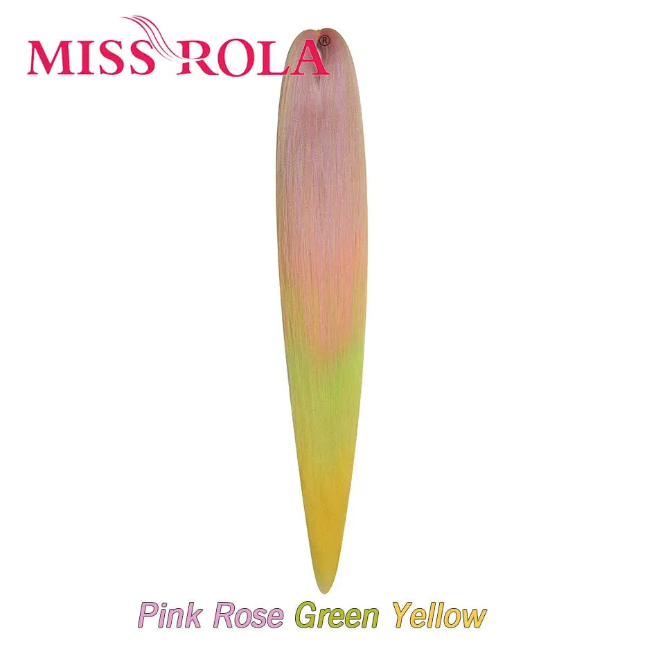 Miss Rola synthetic hair braid, 30in Kanekalon pre-stretched jumbo extension in pink rose green yellow gradient