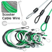 Bicycle lock cable set by Simples Market; braided steel cables in green, white and black with plastic caps in 0.5/1/2 m lengths.