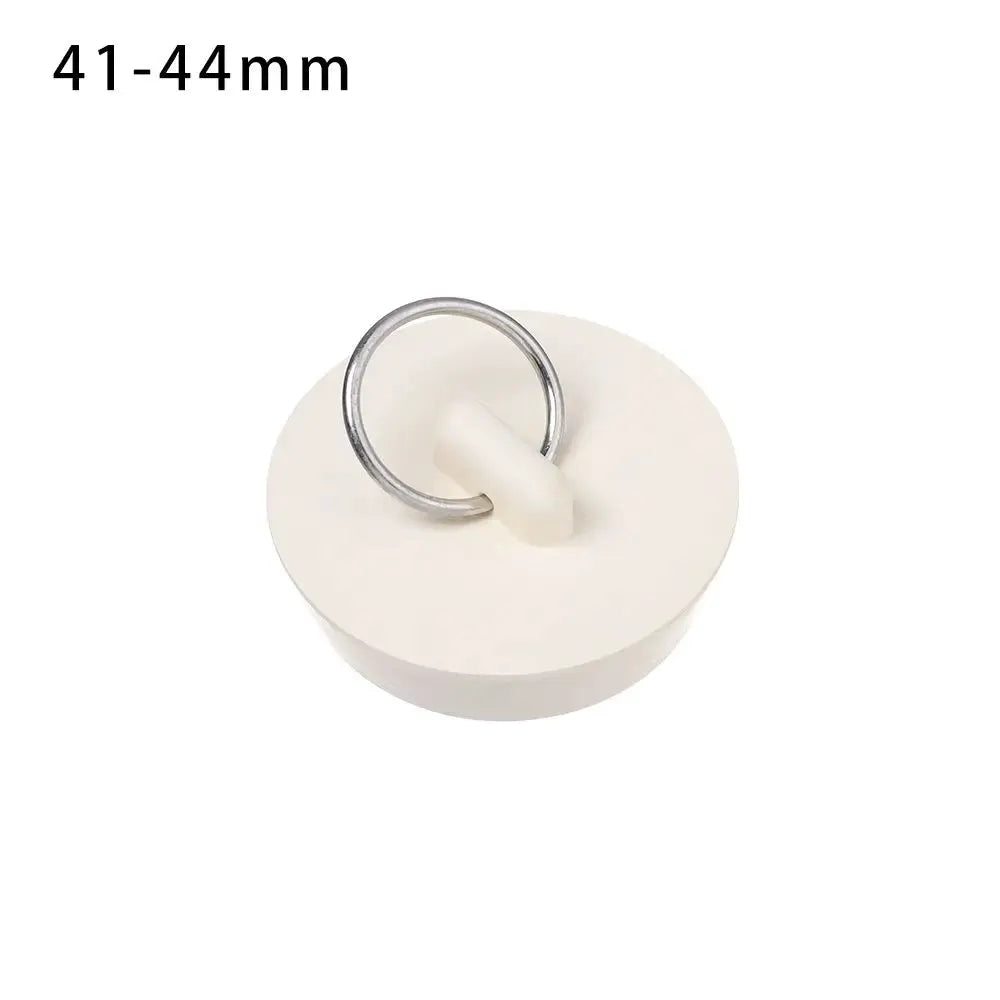 Rubber sink and drain plug by Simples Market, white with metal ring, 41-44 mm