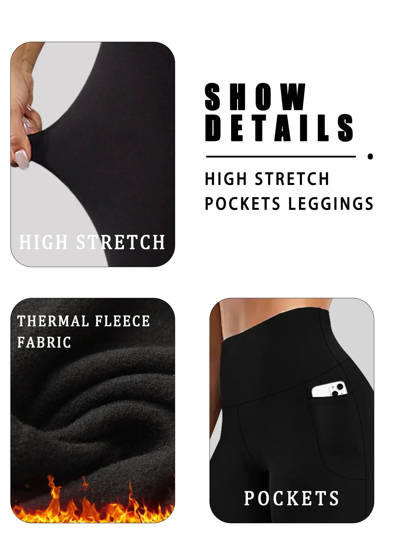 ThermaFlex Womens Fleece Lined High Waist Leggings With Pockets For Warm Winter Comfort Everyday Wear
