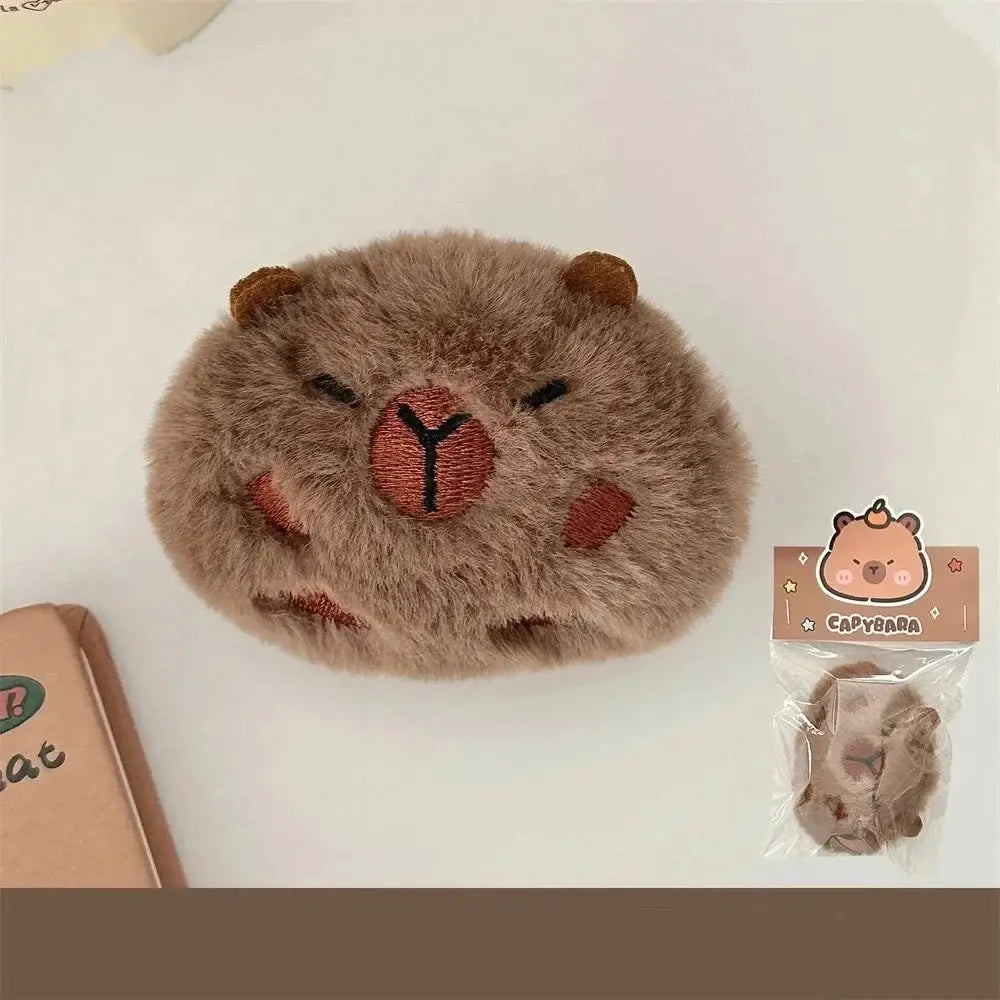 Cute Plush Capybara Keychain Cartoon Bag Pendant Fluffy Animal Doll Key Ring Brooch for Men and Women